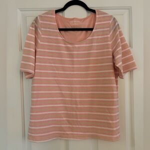Pink Striped Short Sleeve Blouse